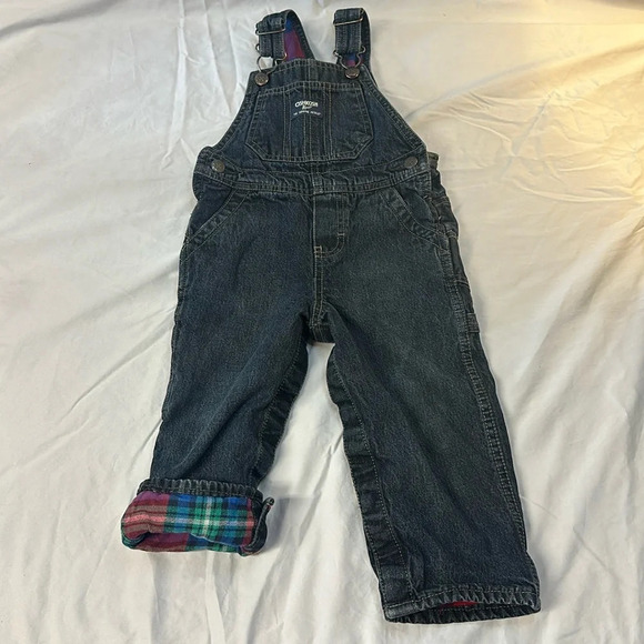 OshKosh B’Gosh - flannel lined overalls.  Size 18 months - Picture 1 of 7